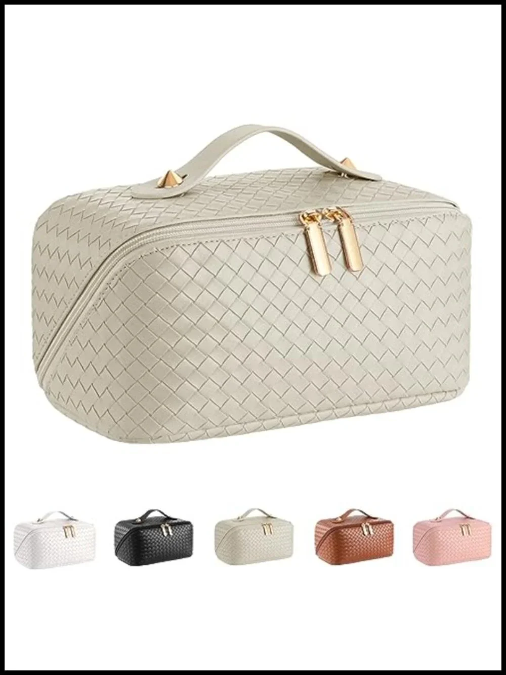 Large Capacity Travel Cosmetic Bag Waterproof PU Leather Makeup Organizer with